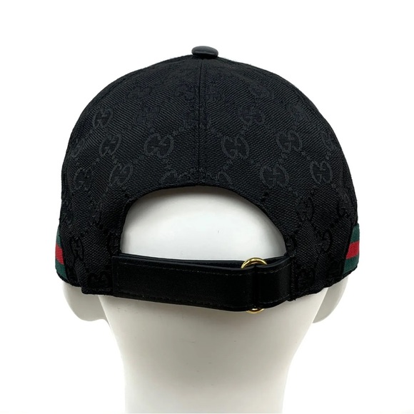 Authentic Gucci GG Monogram with Web Canvas Baseball Cap Hat Black Size M NWOT - Picture 6 of 11
